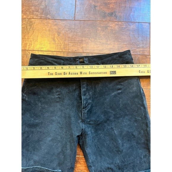 Vintage Jou Jou Skins Suede Leather Biker Y2K Slim Straight Pants Size 13/14 - Picture 7 of 13